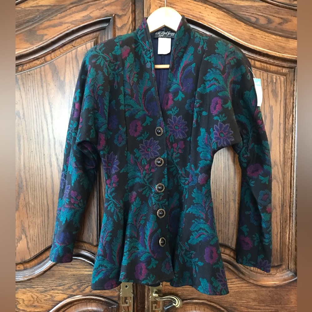 Vintage Floral Peplum Blazer Size 3/4